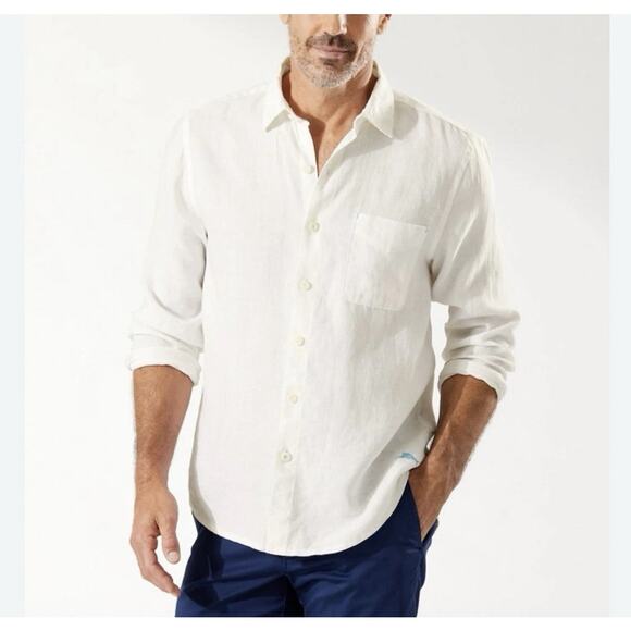 RELAX by Tommy Bahama Other - Tommy Bahama White Linen Breezer Button-Up Long Sleeve Men's Shirt Beach XXL
